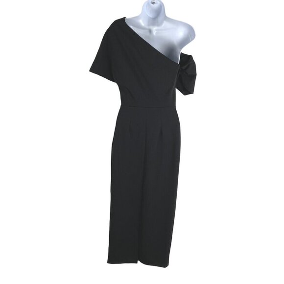 Asos Pleated Shoulder‎ Pencil Dress Size 2 Black Polyester Blend NWT DR-1524 - Picture 6 of 12